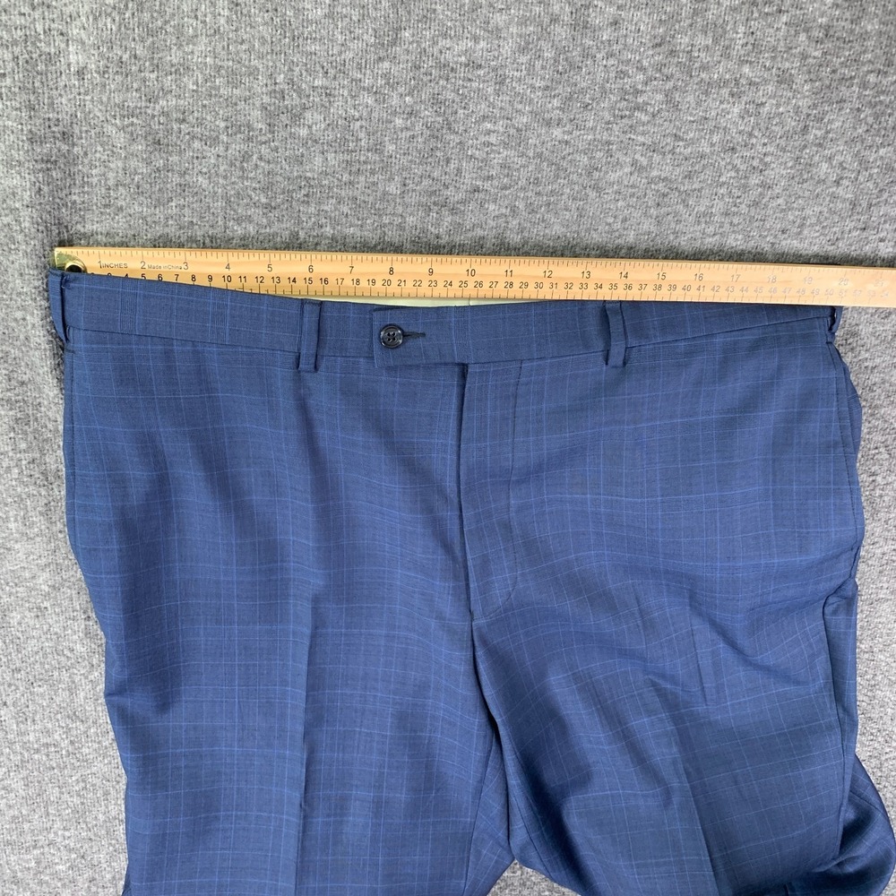 Jack Victor 2 Piece Suit Men 46L Blue Windowpane Wool Business Nepal CT - Picture 16 of 16